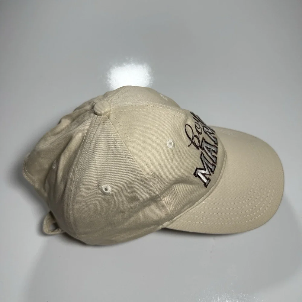 Beige Cotton Adjustable Baseball Cap Embroidered 